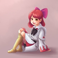 Size: 800x800 | Tagged: safe, artist:ninjaham, apple bloom, human, g4, crossover, female, final fantasy, humanized, looking at you, open mouth, sitting, solo, white mage