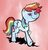 Size: 500x525 | Tagged: safe, artist:kidcoelacanth, rainbow dash, pegasus, pony, g4, female, mare, smug, solo, walking