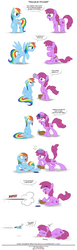 Size: 1505x4890 | Tagged: safe, artist:epulson, berry punch, berryshine, rainbow dash, bee, earth pony, pegasus, pony, g4, bipedal, blushing, chase, comic, drunk, maple syrup, shrunken pupils, sleeping, this will end in pain, tongue out