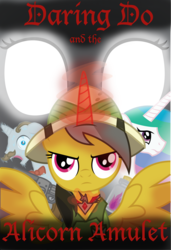 Size: 2559x3731 | Tagged: safe, artist:inkrose98, daring do, princess celestia, g4, alicorn amulet, cover, fanfic