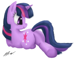 Size: 1024x809 | Tagged: safe, artist:darkpandax, artist:dispozition, twilight sparkle, pony, unicorn, g4, butt, female, plot, prone, simple background, solo, transparent background, twibutt, unicorn twilight