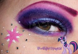 Size: 800x557 | Tagged: dead source, safe, artist:razorderockefeller, twilight sparkle, g4, cutie mark, deviantart watermark, makeup, obtrusive watermark, photo, watermark