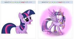 Size: 531x282 | Tagged: safe, twilight sparkle, alicorn, pony, derpibooru, g4, exploitable meme, female, juxtaposition, juxtaposition win, mare, meta, twilight sparkle (alicorn)