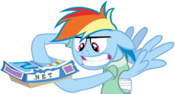 Size: 2218x1200 | Tagged: safe, rainbow dash, pegasus, pony, g4, .net, dotnet, microsoft, programming, simple background, software, transparent background