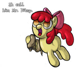 Size: 1184x1088 | Tagged: safe, artist:darkone10, apple bloom, alien, earth pony, pony, xenomorph, g4, alien (franchise), crossover, female, filly, foal, simple background, this will end in tears and/or death, transparent background