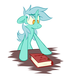 Size: 952x1040 | Tagged: safe, artist:owl-eyes, lyra heartstrings, pony, unicorn, g4, book, colored pupils, simple background, solo, that pony sure does love humans, white background