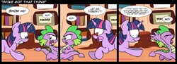 Size: 1735x635 | Tagged: safe, artist:epulson, spike, twilight sparkle, dragon, pony, unicorn, g4, comic, cropped, female, heart eyes, male, mare, out of context, tongue out