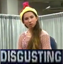 Size: 324x327 | Tagged: safe, human, absolutely disgusting, barely pony related, caption, expand dong, irl, irl human, michelle creber, photo, reaction image, shocking the cast