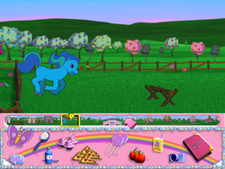 Size: 800x600 | Tagged: safe, oc, oc only, earth pony, pony, g2, my little pony: friendship gardens, charge, female, happy, hurdle, jumping, mare, pc game, running, video game