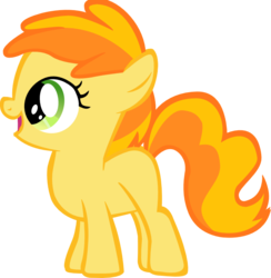 Size: 722x740 | Tagged: dead source, safe, artist:a01421, peachy pie, earth pony, pony, g4, background pony, blank flank, female, filly, foal, open mouth, simple background, solo, transparent background, vector