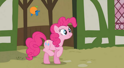 Size: 640x350 | Tagged: safe, pinkie pie, earth pony, pony, g4, female, scrunchy face, solo