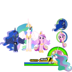 Size: 1024x1024 | Tagged: safe, artist:artmagetommy, princess cadance, princess celestia, princess luna, g4, crossover, disney, kingdom hearts, simple background, transparent background, vector