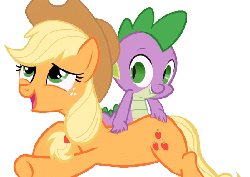 Size: 550x391 | Tagged: safe, artist:pinkiepizzles, applejack, spike, dragon, earth pony, pony, g4, animated, back scratching, butt touch, female, hand on butt, male, mare, massage, petting, scratching, ship:applespike, shipping, straight