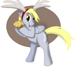 Size: 6731x6000 | Tagged: safe, artist:cooltomorrowkid, derpy hooves, pegasus, pony, g4, absurd resolution, female, horns, if you give a moose a muffin, mare, muffin, simple background, transparent background, vector