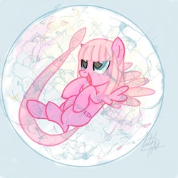 Size: 800x800 | Tagged: safe, artist:kurushimikarasu, mew, pegasus, pony, pokémon, ponified