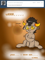 Size: 768x1024 | Tagged: safe, artist:asktavrospony, ask, homestuck, ponified, tavros nitram, tavroshy