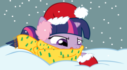 Size: 5000x2761 | Tagged: safe, artist:bri-sta, artist:somepony, twilight sparkle, g4, clothes, colored, earmuffs, filly, hat, scarf, snow, snowfall, winter