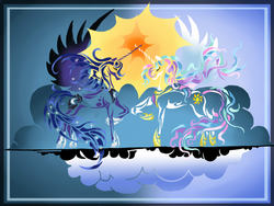 Size: 1333x1000 | Tagged: safe, artist:vopoha, princess celestia, princess luna, g4, minimalist