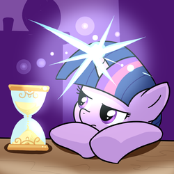 Size: 1000x1000 | Tagged: safe, artist:madmax, twilight sparkle, pony, g4, female, hourglass, magic, solo