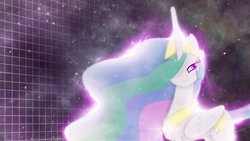 Size: 1191x670 | Tagged: dead source, safe, artist:cthuluandyou, artist:mackaged, edit, princess celestia, pony, g4, female, solo, wallpaper, wallpaper edit