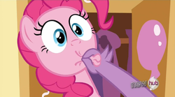 Size: 763x425 | Tagged: safe, screencap, pinkie pie, spike, g4, just for sidekicks, faic, mouth hold