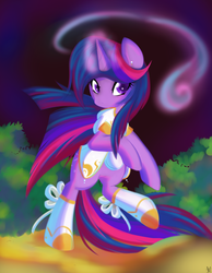 Size: 1550x2000 | Tagged: safe, artist:bamboodog, twilight sparkle, pony, g4, bipedal, clothes, female, magic, outfit, solo