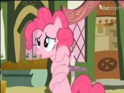 Size: 384x288 | Tagged: safe, screencap, pinkie pie, earth pony, pony, g4, just for sidekicks, contorted, cropped, female, mare, solo