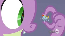 Size: 620x348 | Tagged: safe, edit, edited screencap, screencap, spike, g4, just for sidekicks, rainbow dash balloon