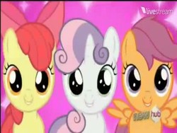 Size: 384x288 | Tagged: safe, apple bloom, scootaloo, sweetie belle, g4, just for sidekicks, cutie mark crusaders