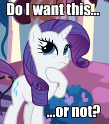 Size: 627x715 | Tagged: safe, screencap, rarity, pony, g4, just for sidekicks, female, image macro, meme, not sure if want, solo