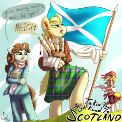 Size: 920x920 | Tagged: safe, artist:siden, oc, oc only, anthro, unguligrade anthro, kilt, scotland, scottish, scottish flag