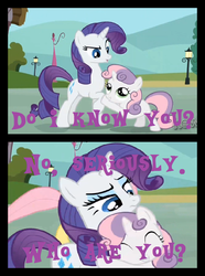 Size: 650x875 | Tagged: safe, edit, edited screencap, screencap, rarity, sweetie belle, pony, unicorn, g4, just for sidekicks, comic, female, filly, hug, mare