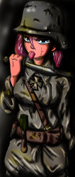 Size: 1606x3791 | Tagged: dead source, safe, artist:alcasar-reich, pinkie pie, human, g4, breasts, female, german, humanized, knife, military, pinkamena diane pie, soldier, solo, world war i