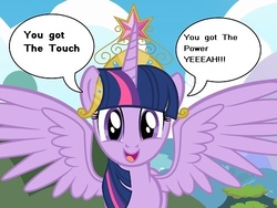 Size: 500x375 | Tagged: safe, twilight sparkle, alicorn, pony, g4, alicorn drama, exploitable meme, meme, stan bush, the touch, transformers, twilight rustler meme, twilight sparkle (alicorn)