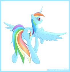 Size: 6200x6322 | Tagged: safe, artist:haltie, rainbow dash, alicorn, pony, g4, absurd resolution, alicornified, race swap, rainbowcorn