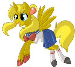 Size: 500x443 | Tagged: safe, artist:lulubell, oc, oc only, oc:ticket, alicorn, pony, alicorn oc, crossover, sailor moon (series), simple background, solo, transparent background