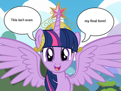 Size: 500x375 | Tagged: safe, twilight sparkle, alicorn, pony, g4, alicorn drama, exploitable meme, female, mare, meme, this isn't even my final form, twilight rustler meme, twilight sparkle (alicorn)