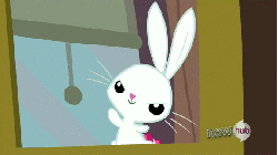 Size: 576x324 | Tagged: safe, screencap, angel bunny, g4, just for sidekicks, angel is a bunny bastard, animated, hub logo, waving