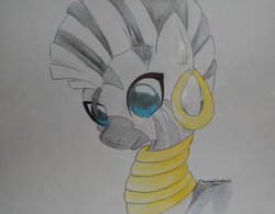 Size: 1591x1242 | Tagged: safe, artist:dei-hedgehog, zecora, pony, zebra, g4, female, simple background, solo, traditional art