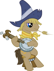 Size: 1500x1971 | Tagged: safe, artist:lavenderextract, kazooie (g4), earth pony, pony, g4, banjo, lidded eyes, musical instrument, simple background, sitting, solo, transparent background, vector