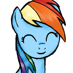 Size: 717x718 | Tagged: safe, artist:pieceofkawaiipie, rainbow dash, pegasus, pony, g4, eyes closed, female, mare, simple background, smiling, solo, white background