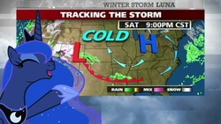 Size: 648x365 | Tagged: safe, princess luna, pony, g4, female, solo, the weather channel, weather, winter storm luna