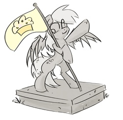 Size: 800x779 | Tagged: safe, artist:cider, derpy hooves, pegasus, pony, g4, 30 minute art challenge, female, mare, statue