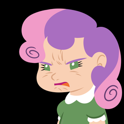 Size: 1155x1155 | Tagged: safe, artist:megasweet, sweetie belle, human, g4, angry, disgusted, humanized, reaction image, smarty belle