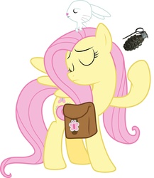 Size: 2042x2355 | Tagged: safe, edit, angel bunny, fluttershy, g4, just for sidekicks, grenade, simple background, vector, weapon, white background