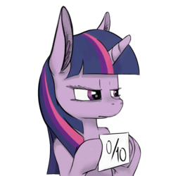 Size: 700x700 | Tagged: safe, artist:php2, twilight sparkle, pony, g4, disapproval, ear fluff, female, reaction image, simple background, solo, transparent background, unamused, zero