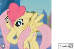 Size: 960x640 | Tagged: safe, edit, screencap, fluttershy, pinkie pie, g4, the crystal empire, disguise, fluttershy suit, nightmare fuel