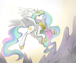 Size: 2100x1750 | Tagged: safe, artist:stupidyou3, princess celestia, pony, g4, female, flying, solo