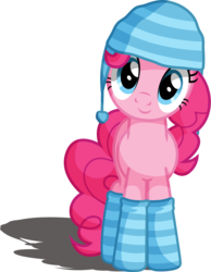 Size: 3421x4400 | Tagged: safe, artist:austiniousi, pinkie pie, pony, g4, beanie, clothes, cute, female, hat, high res, looking at you, simple background, socks, solo, striped socks, transparent background, vector