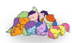 Size: 1024x610 | Tagged: safe, artist:inkiepie, fluffy pony, fluff pile, fluffy pony original art, sleeping